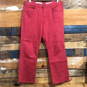 Anthro pilcro script high rise red crop Sz 32